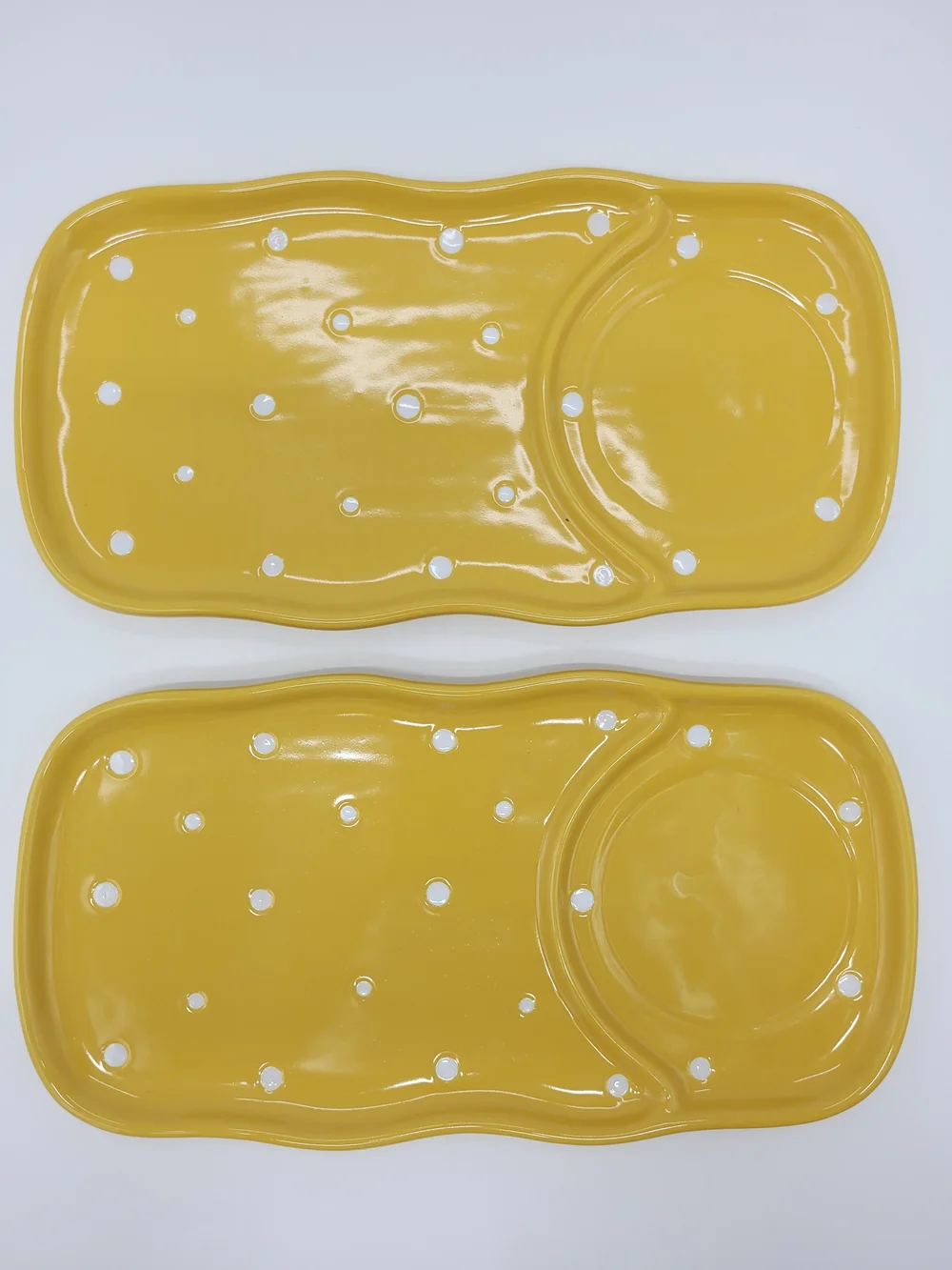 Temp-tations By Tara Snack Plate Set Of 2 Yellow Polka Dot Design Classic